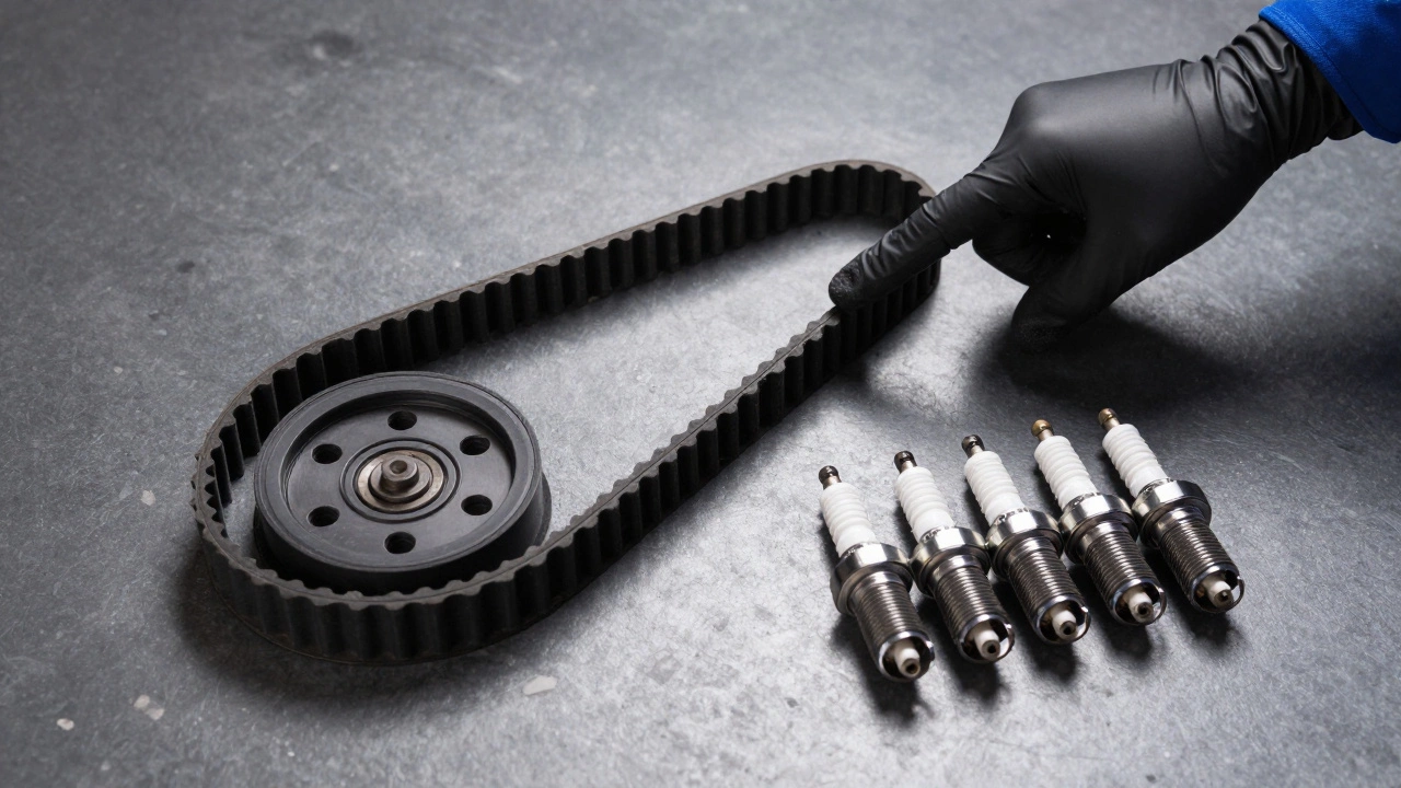 Комплект нового ремня ГРМ и свечей зажигания для техобслуживания